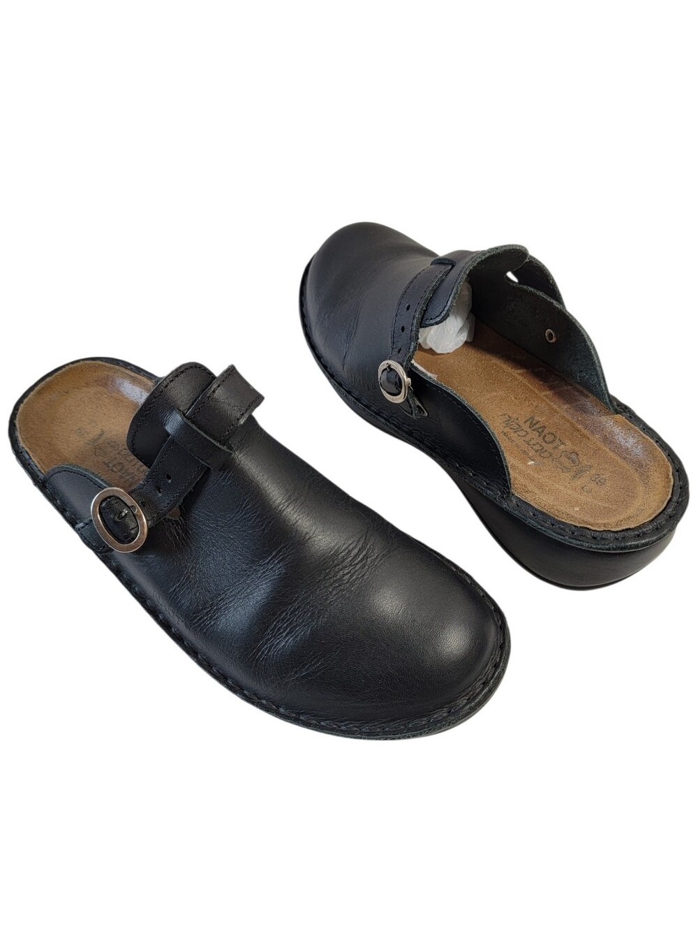 Naot Aster Black Leather Clog Sz 39 Adjustable Buckle Comfort Casual Quite Luxur